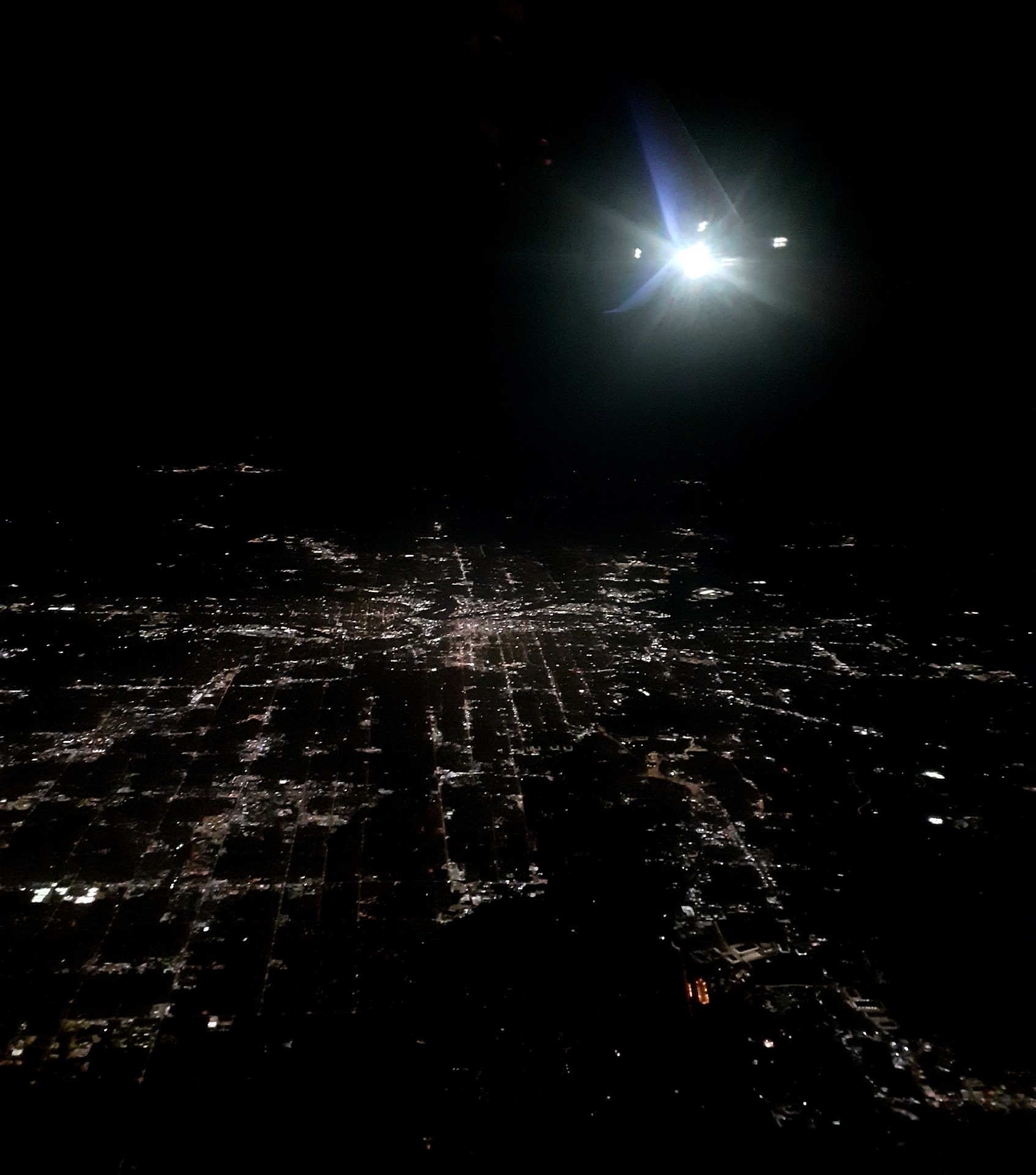 flying over the midwest at night